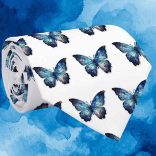Cravate Motif Papillon Bleu
