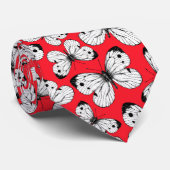 Cravate Motif papillon de chou sur rouge (Roulé)