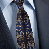 Cravate Motif Papillon Or et Bleu