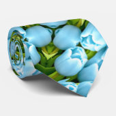 Cravate Motif Pastel Blue Tulip (Roulé)