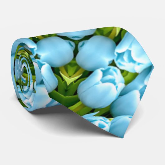 Cravate Motif Pastel Blue Tulip (Roulé)