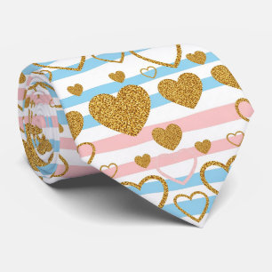 Cravate Motif pastel cœur rayures style paillettes (5)
