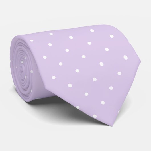 Cravate Motif pastel lilas et blanc à pois (Roulé)