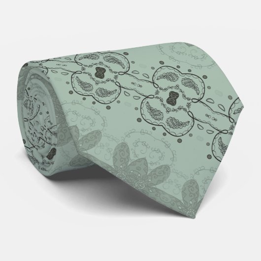 Cravate Motif pastel moelleux gris ardoise vert ardoise (Roulé)