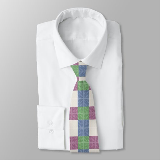 Cravate Motif pastel Patchwork Plaid (Attaché)