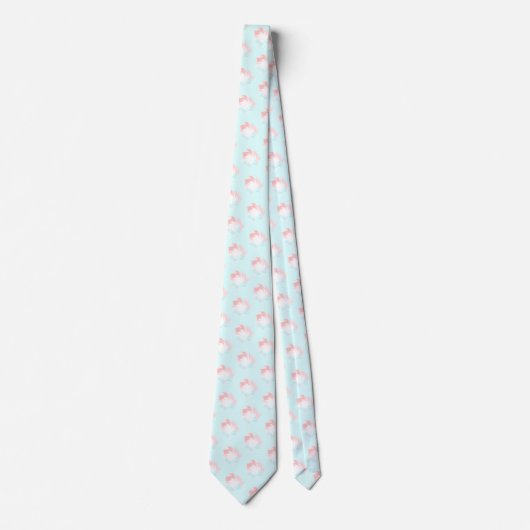 Cravate Motif Pastel Turquoise et Saumon (Devant)