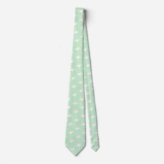 Cravate Motif pastel vert et moutarde jaune (Devant)