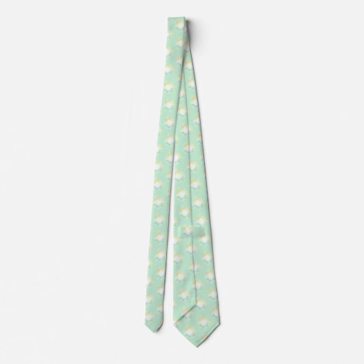 Cravate Motif pastel vert et moutarde jaune (Dos)