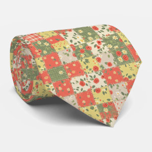 Cravate Motif Patchwork Floral de Ferme