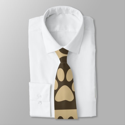 Cravate Motif Paw Checker Brown (Attaché)