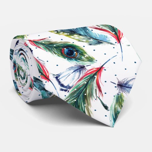 Cravate Motif Peacock coloré (Roulé)