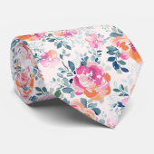 Cravate Motif peint de roses (Roulé)