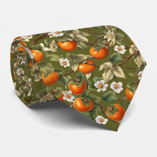 Cravate Motif Persimmons (Roulé)