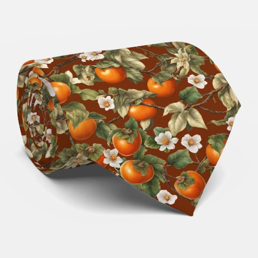 Cravate Motif Persimmons (Roulé)