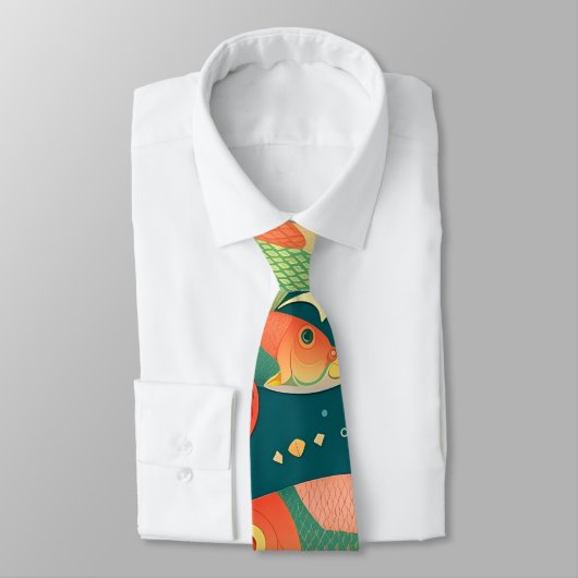Cravate Motif personnalisé Arapaima géométrique coloré (Attaché)