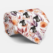 Cravate Motif personnalisé Fleurs séchées photo chien anim (Roulé)