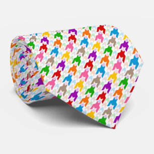 Cravate Motif pied-de-poule coloré blanc