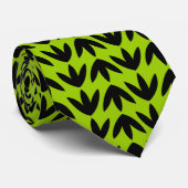 Cravate Motif Pieds d'Oiseau Noir sur Vert Martien (Roulé)