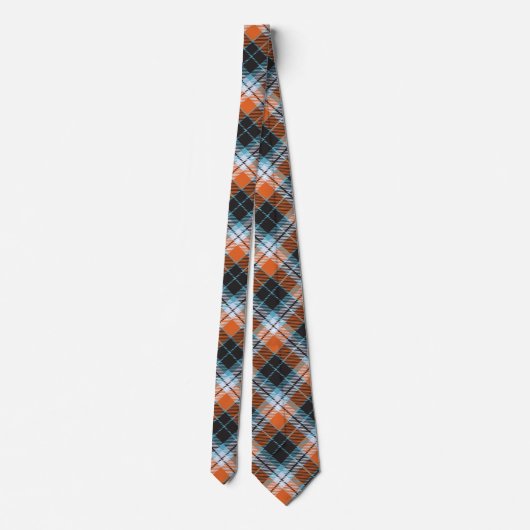 Cravate Motif Plaid Bleu Orange Automne (Dos)