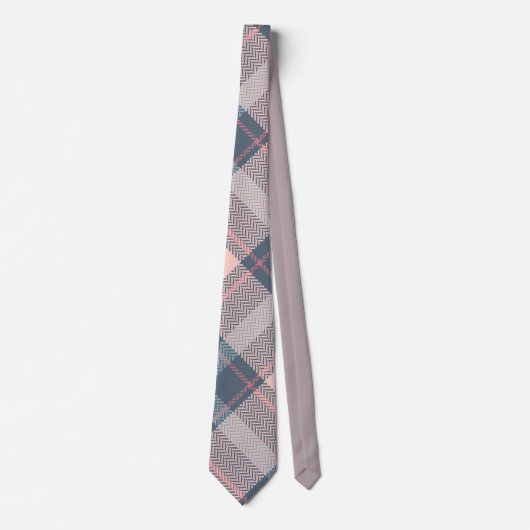 Cravate Motif Plaid classique rose Buffalo gris (Devant)