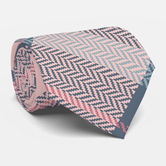 Cravate Motif Plaid classique rose Buffalo gris (Roulé)