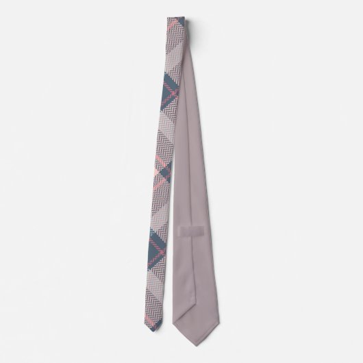 Cravate Motif Plaid classique rose Buffalo gris (Dos)