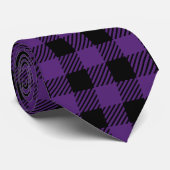 Cravate Motif Plaid de Buffalo violet et noir (Roulé)