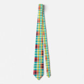 Cravate Motif Plaid Madras couleur bleue (Devant)