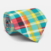 Cravate Motif Plaid Madras couleur bleue (Roulé)