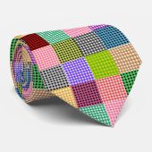 Cravate Motif plaid multicouleur En vichy Patchwork (Roulé)