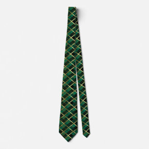 Cravate Motif Plaid Vert Et Or De Noël