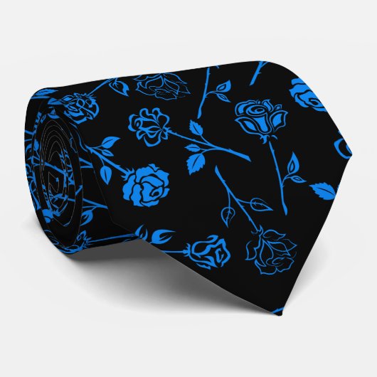 Cravate motif plante A05.b BG noir (Roulé)