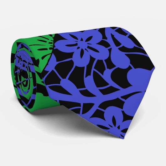 Cravate motif plante A06.b BG noir (Roulé)