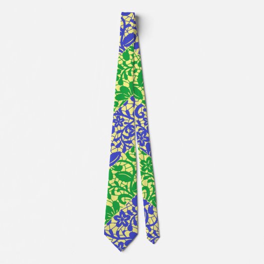 Cravate motif plante A06.b LYellow BG (Devant)