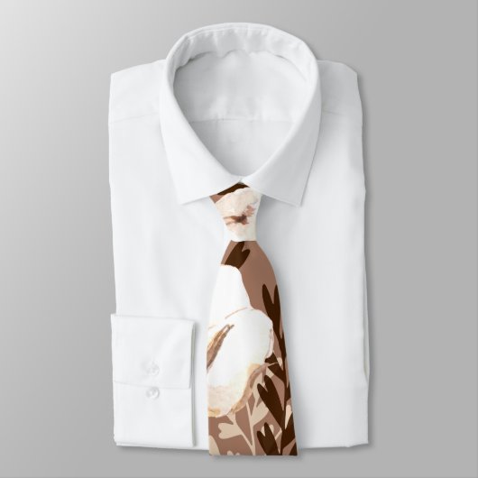 Cravate Motif Plante en coton Brown (Attaché)
