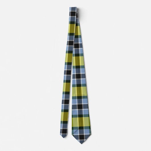 Cravate Motif plat moderne bleu et jaune Tartan (Dos)