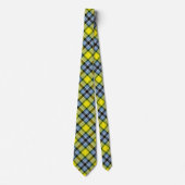 Cravate Motif plat moderne bleu et jaune Tartan (Devant)