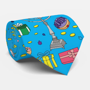 Cravate Motif plus grand de Fun Blue Hanoukka