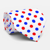 Cravate Motif Points Blancs Rouges Bleus (Roulé)