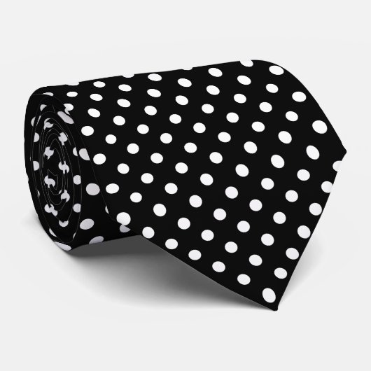 Cravate Motif Pois Blanc Noir et blanc (Roulé)