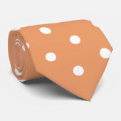 Cravate Motif pois blancs caramel (Roulé)