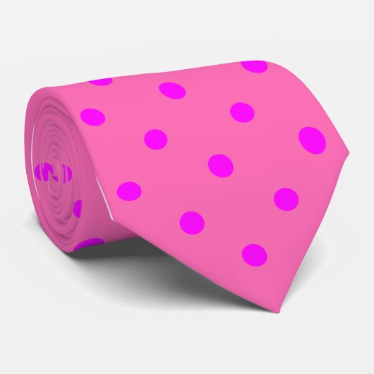 Cravate Motif Pois Fuchsia classique en rose chaud (Roulé)