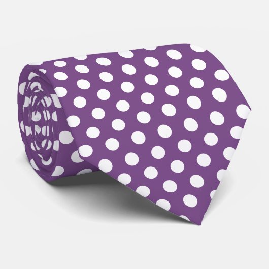 Cravate Motif Pois minimal violet et blanc (Roulé)