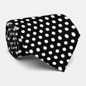 Cravate Motif Pois minuscule noir et blanc Preppy (Roulé)