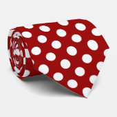 Cravate Motif pois tendance rouge foncé et blanc (Roulé)