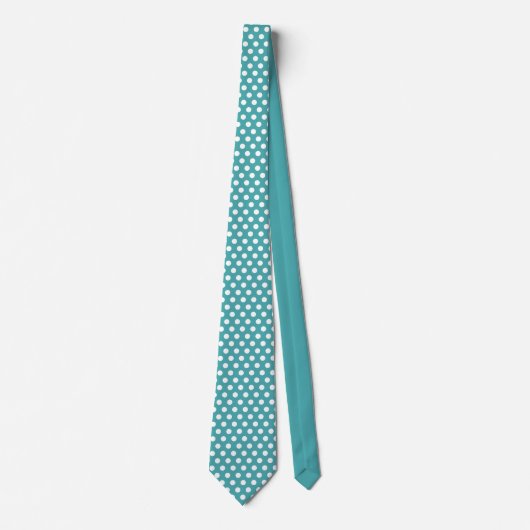 Cravate Motif Pois Turquoise bleu et blanc (Devant)