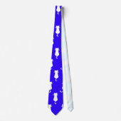 Cravate Motif Polka de chat blanc isolé sur Royal Blue (Devant)