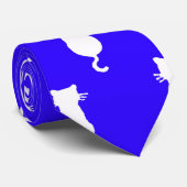 Cravate Motif Polka de chat blanc isolé sur Royal Blue (Roulé)