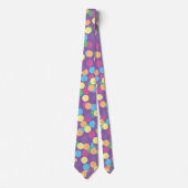 Cravate Motif Polka-Dots multicolores sur violet (Devant)