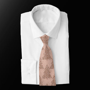 Cravate Motif Posh Tree Glam Rose Gold Blush Noël